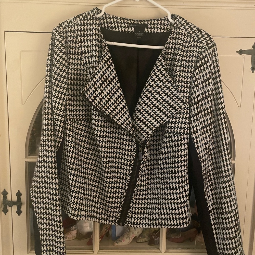 Lane Bryant Black and White Houndstooth Blazer